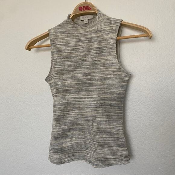 Eri + Ali Anthropologie Cream Gray Heather Ribbed Tank Top Stretch Women's Small - Picture 10 of 10